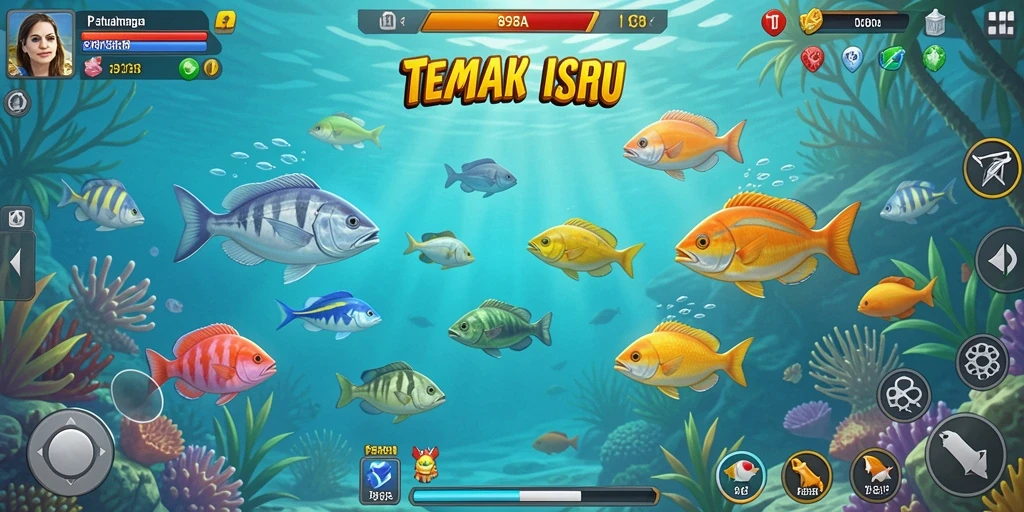 Gameplay menembak ikan yang seru dan penuh warna.