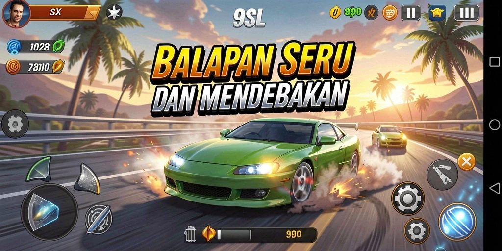 Gameplay balapan yang mendebarkan di 9SL.