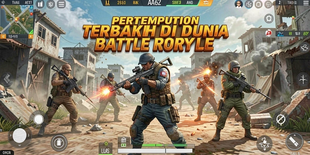 Tangkapan layar gameplay AA62 yang menunjukkan aksi seru Battle Royale.