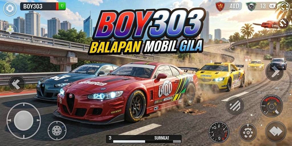 Tampilan gameplay menegangkan di BOY303 dengan balapan seru.