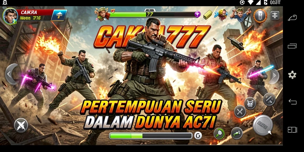Screenshot utama CAKRA777 menampilkan aksi gameplay yang intens.