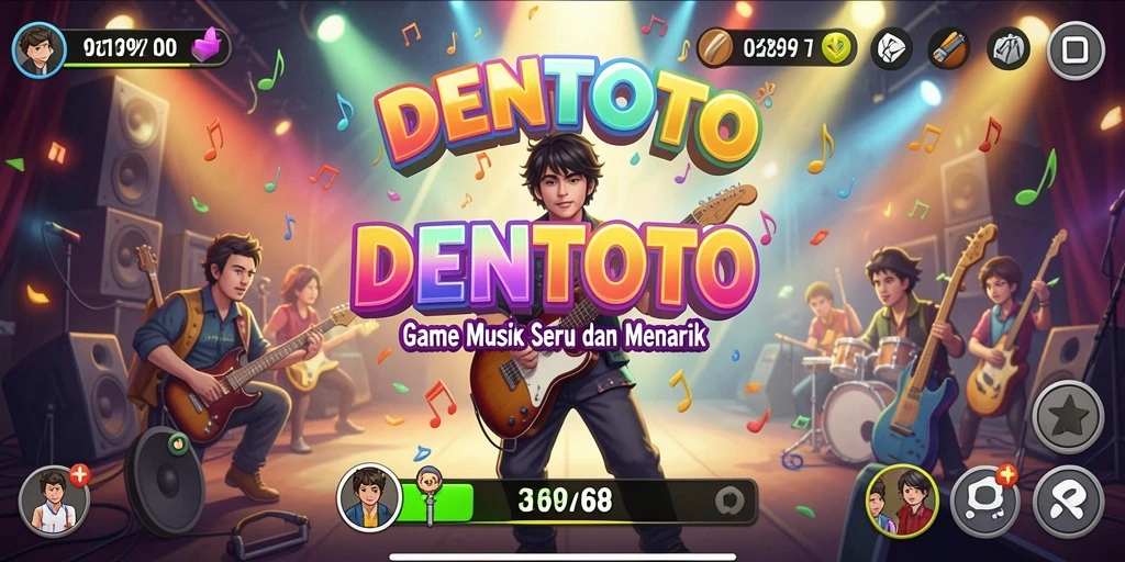Tampilan gameplay DENTOTO dengan pemain menikmati musik.