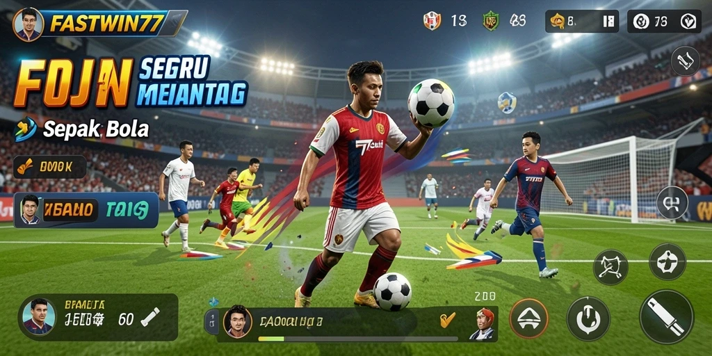 Tampilan gameplay seru dari FASTWIN77 dengan aksi sepak bola yang mendebarkan.
