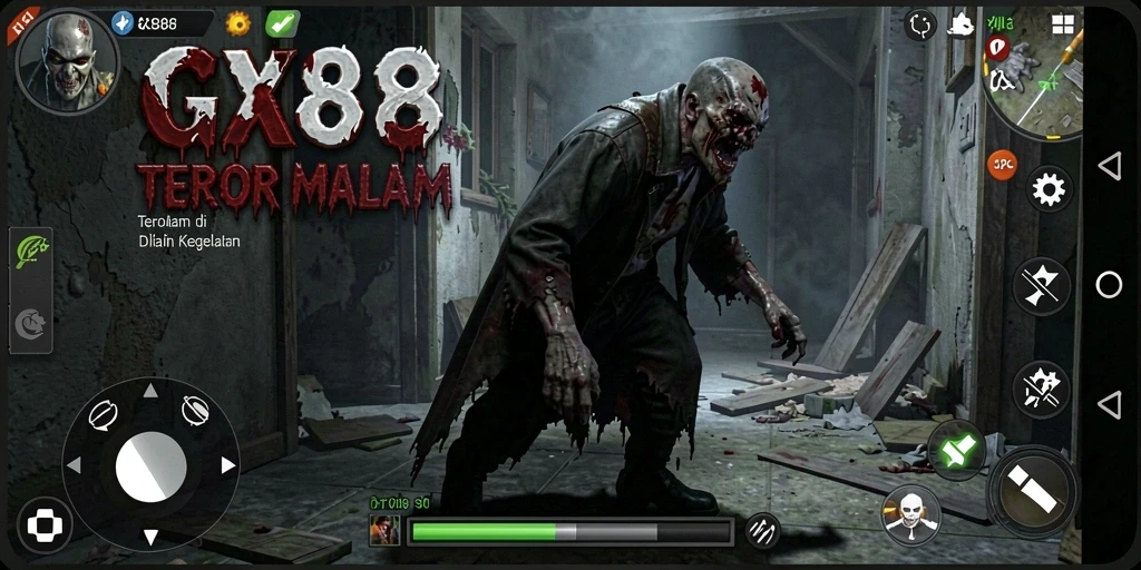 Screenshot GX88 menampilkan suasana mencekam dalam gameplay horor.