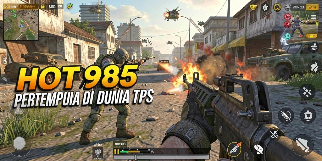 Tampilan seru dari gameplay HOT985 dalam aksi TPS.