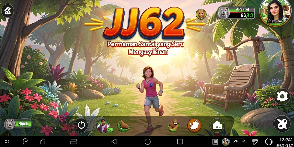 Screenshot permainan <strong>JJ62</strong> menunjukkan karakter yang penuh warna dan gameplay yang seru.