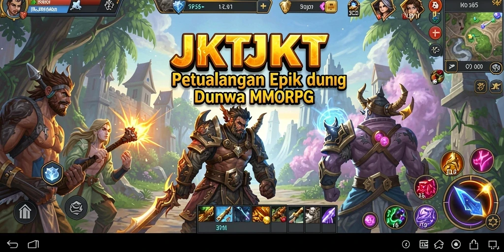 Tampilan gameplay epik JKTJKT dalam suasana MMORPG.