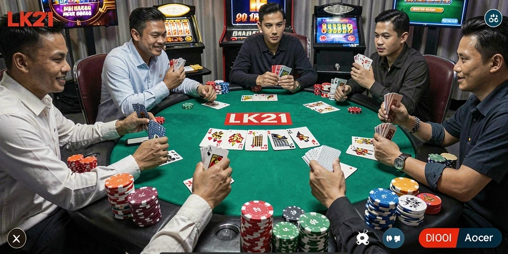 Screenshot gameplay LK21 menampilkan suasana poker yang seru dan kompetitif.