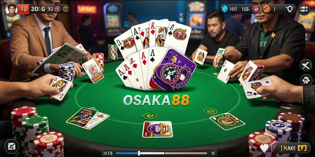 Tampilan seru gameplay Poker di OSAKA88 yang kompetitif.