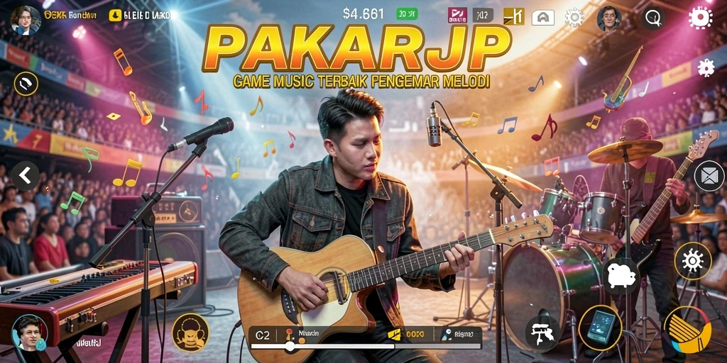 Tampilan gameplay PAKARJP yang menarik dengan berbagai tantangan musik.