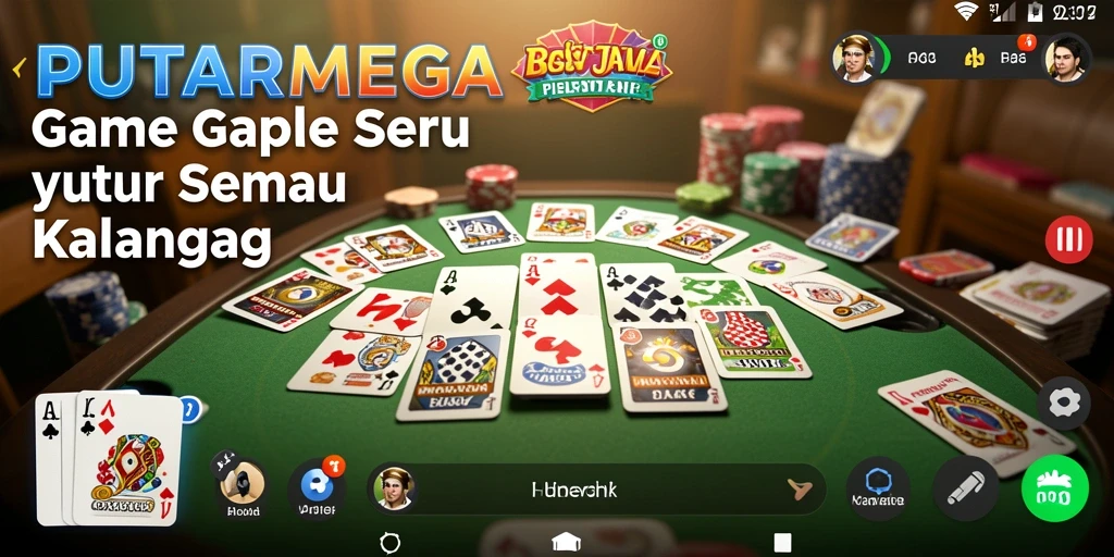 Tampilan gameplay PUTARMEGA dengan suasana permainan Gaple yang seru.