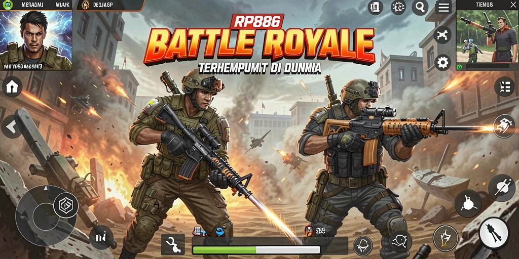 Gambaran mendebarkan dari gameplay RP886 Battle Royale.