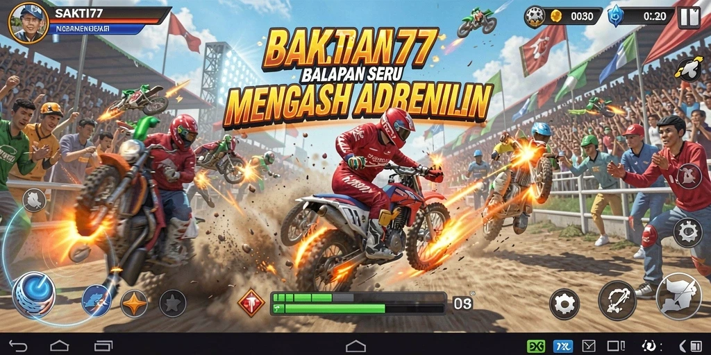 Tampilan gameplay SAKTI77 dengan akselerasi kecepatan tinggi.