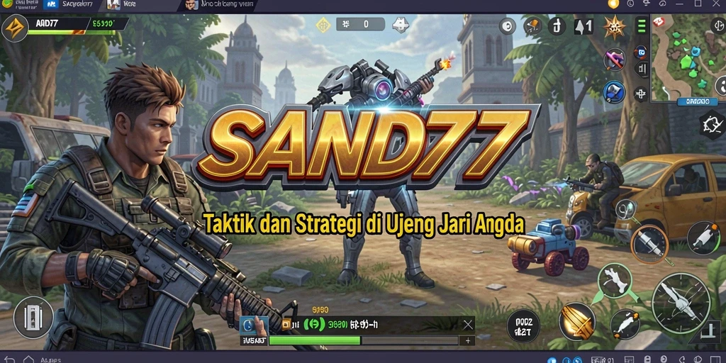 Screenshot utama SAND77 menampilkan momen epik pertempuran strategi.