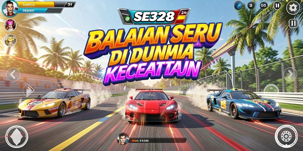 Screenshot SE328 menunjukkan aktivitas balapan yang mendebarkan dan grafis yang luar biasa.