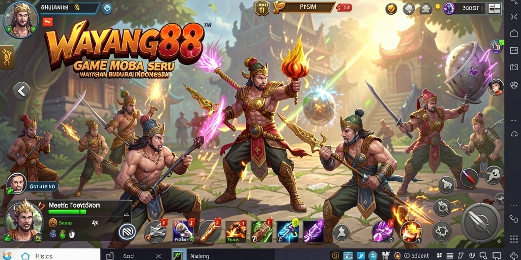 Tangkapan layar gameplay WAYANG88 dengan karakter MOBA yang menakjubkan.