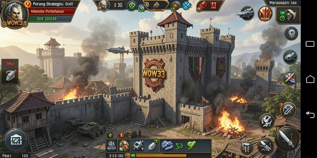 Tampilan menarik dari gameplay WOW33 dalam genre Tower Defense.