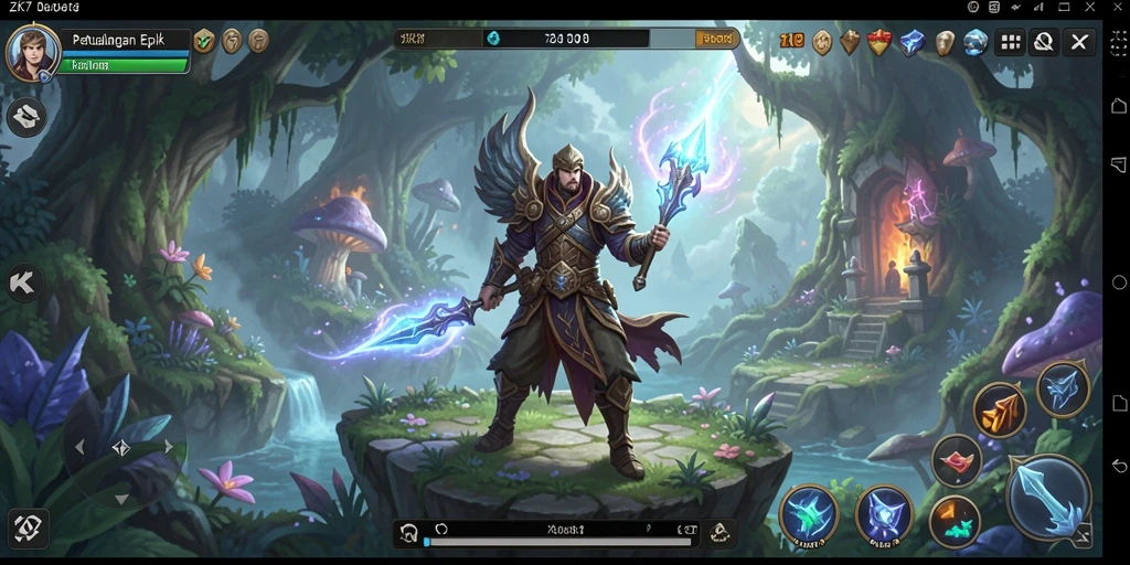 Tangkapan layar utama ZK7 menampilkan aksi seru dalam pertarungan RPG.